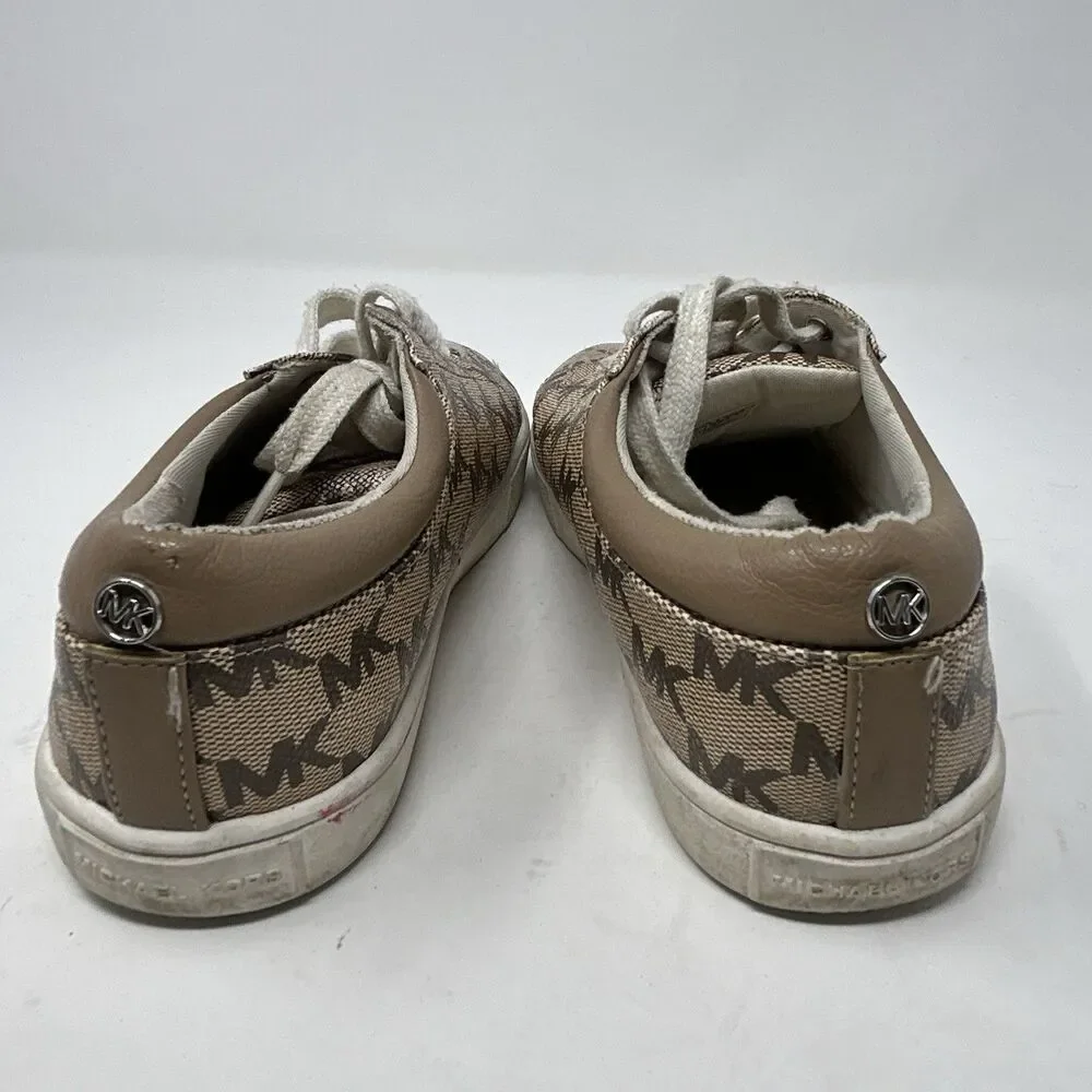 Michael Kors MK Signature Logo Canvas Lace Up Sneakers Mens Brown Size 3 US